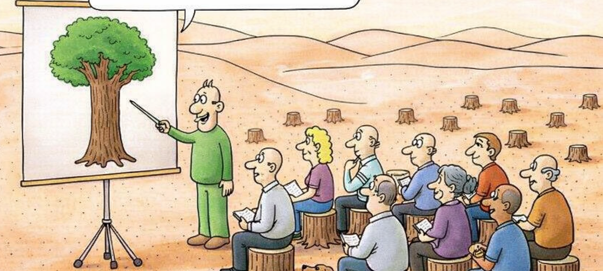 Firefly gpt image Aggiungi altri personaggi a sedere sui tronchi e fai una vignetta sopra linsegnante 798018