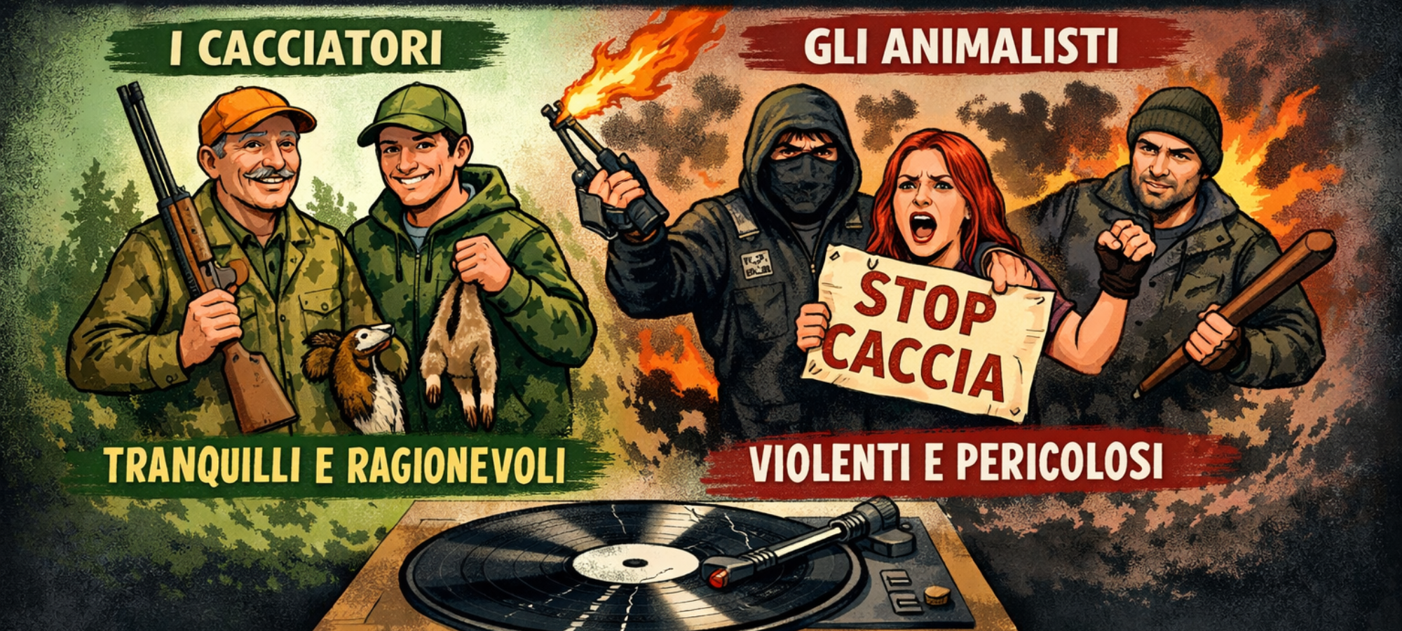 Firefly gpt image CACCIATORI BUONI ANIMALISTI VIOLENTI FEDERFAUNA SUONA IL SOLITO DISCO ROTTO Non 524346