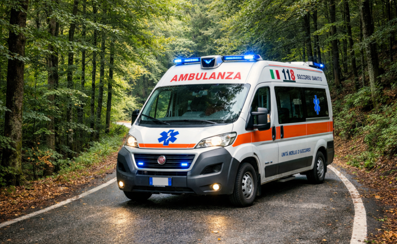 Firefly gpt image foto ambulanza italiana in una strada del bosco 195507