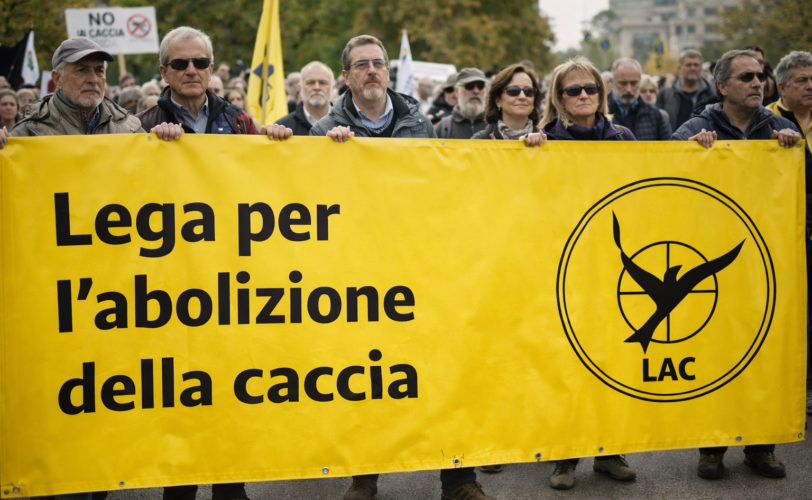 Firefly gpt image foto manifestazione contro la caccia lo striscione deve essere tutto giallo Avere l 51457