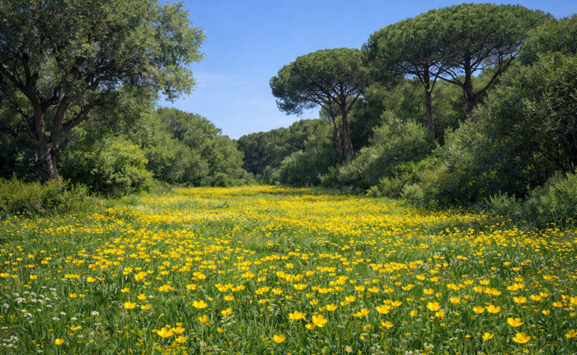 Firefly gpt image rimuovi montagne nello sfondo ed avvicina gli alberi che sono alla fine del prato 619092
