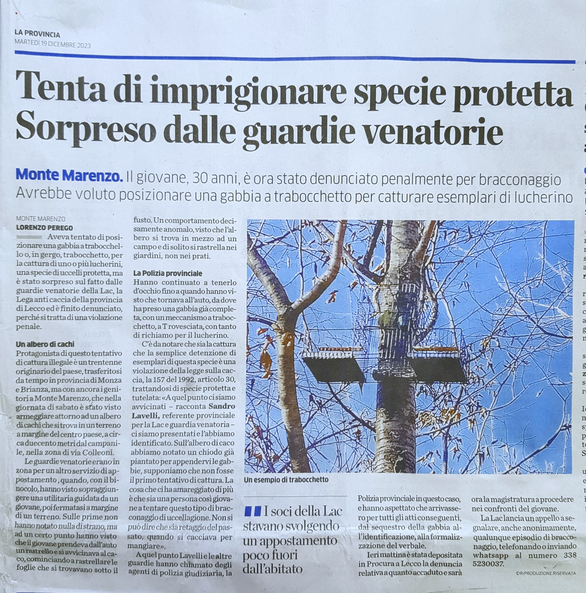 Articolo de "La Provincia di Lecco"